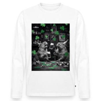 St Patrick Capybara Toast im Pub - Männer Premium Bio Langarmshirt - Weiß - Vorne - Nico (187cm)