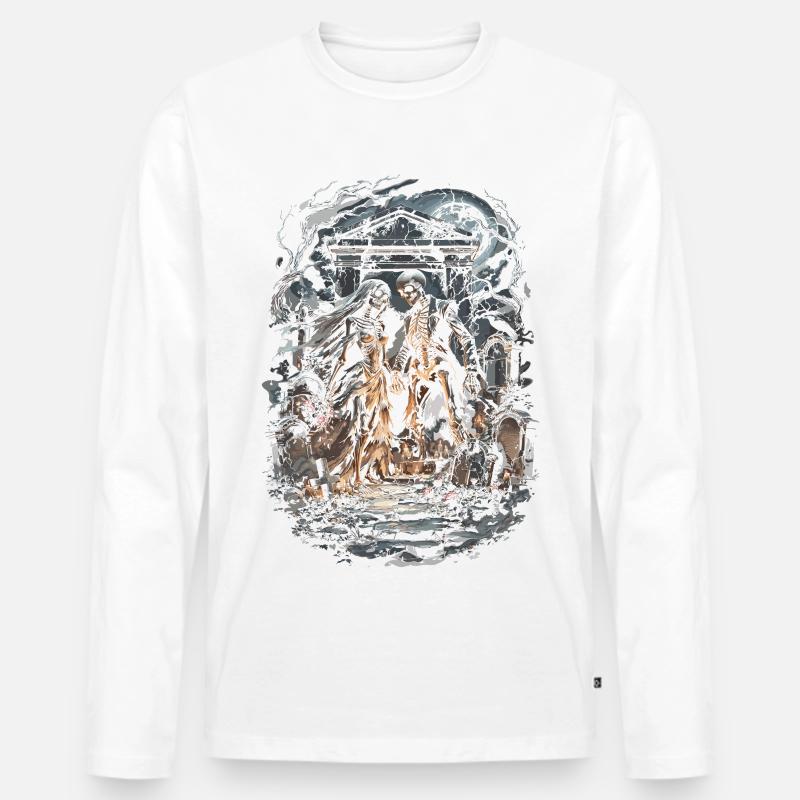 Friedhof Goth Humor - Männer Premium Bio Langarmshirt - Weiß