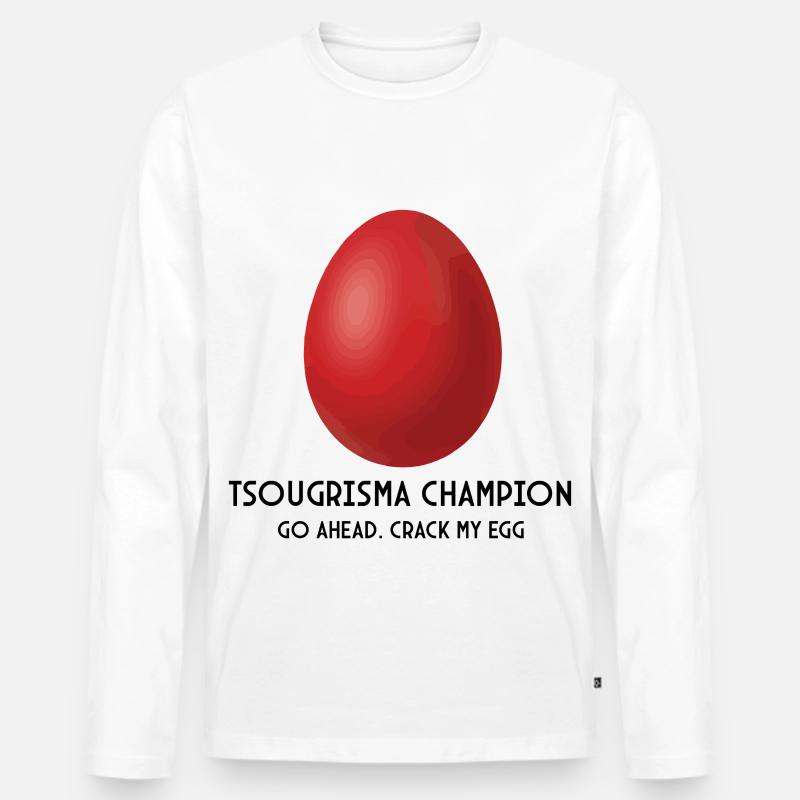 Campione greco di Pasqua di Tsougrisma - Maglia a manica lunga ecologica premium da uomo - bianco