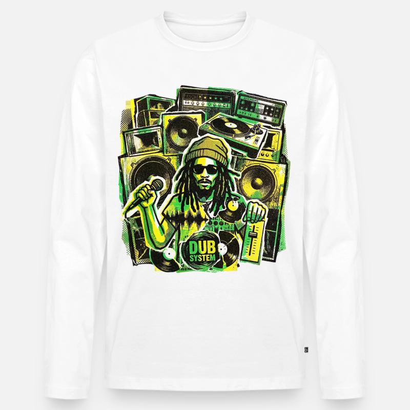 Dub Reggae Soundsystem - Männer Premium Bio Langarmshirt - Weiß