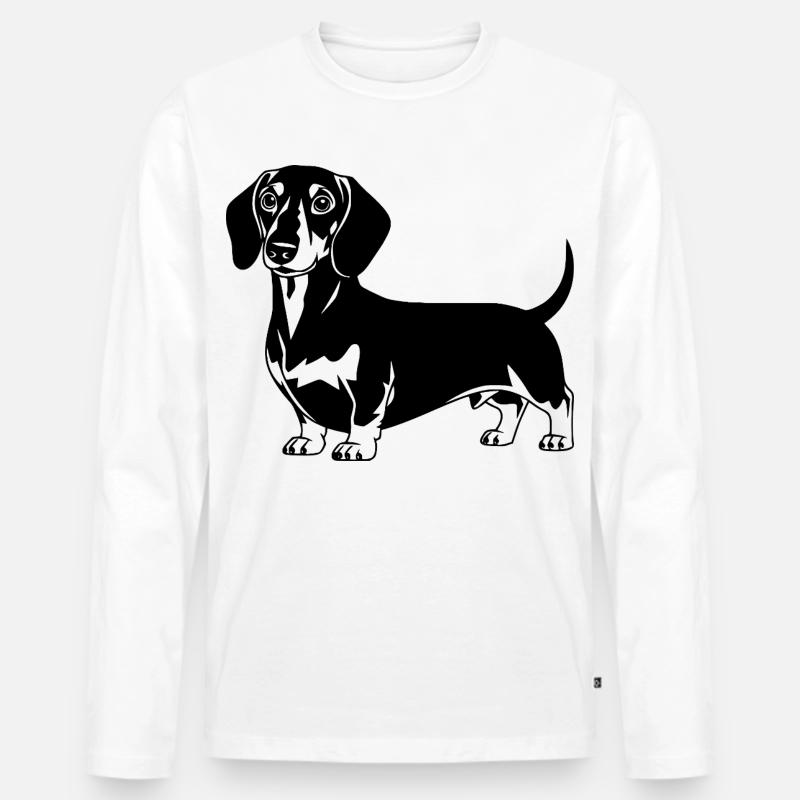 Dackel - Männer Premium Bio Langarmshirt - Weiß