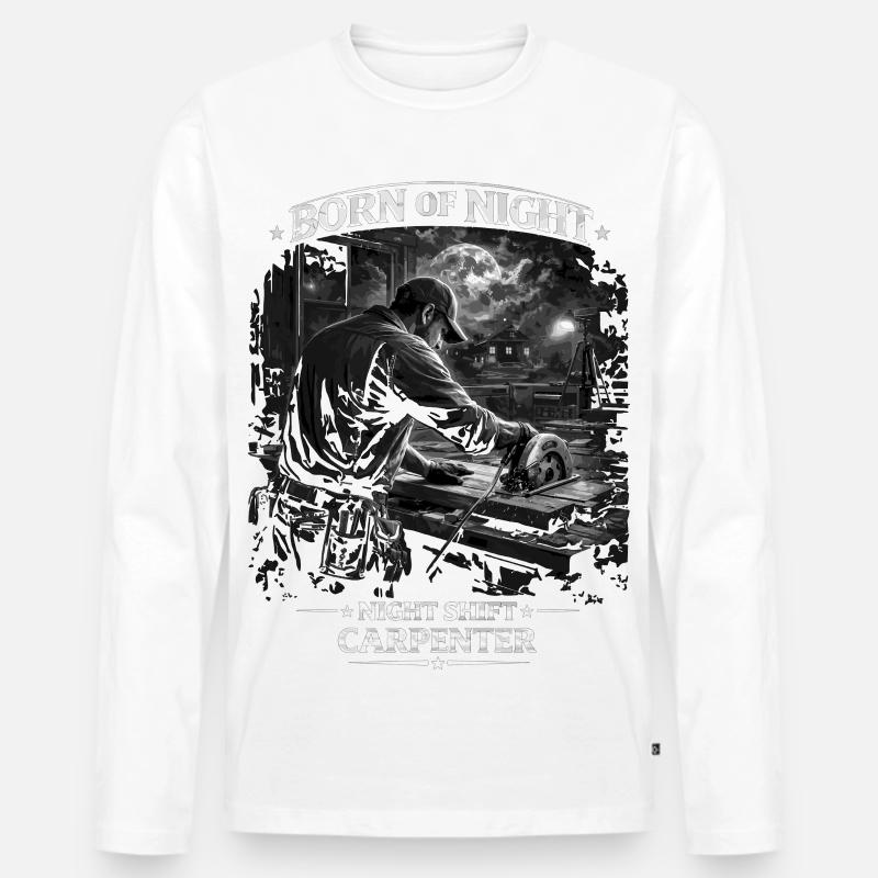 Geboren von Night Carpenter - Männer Premium Bio Langarmshirt - Weiß