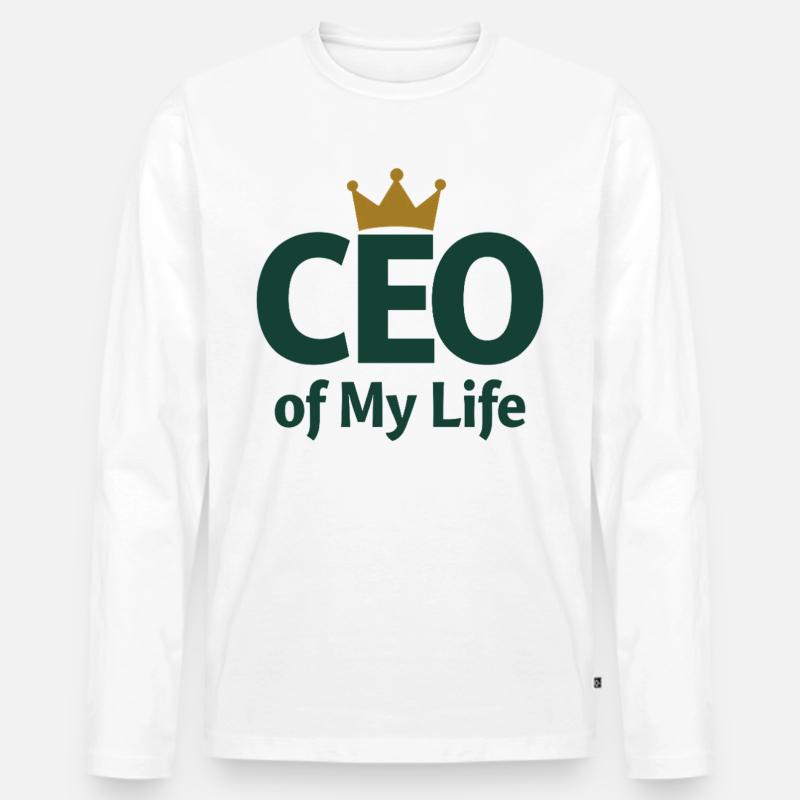CEO of My Life Krone Statement - Männer Premium Bio Langarmshirt - Weiß
