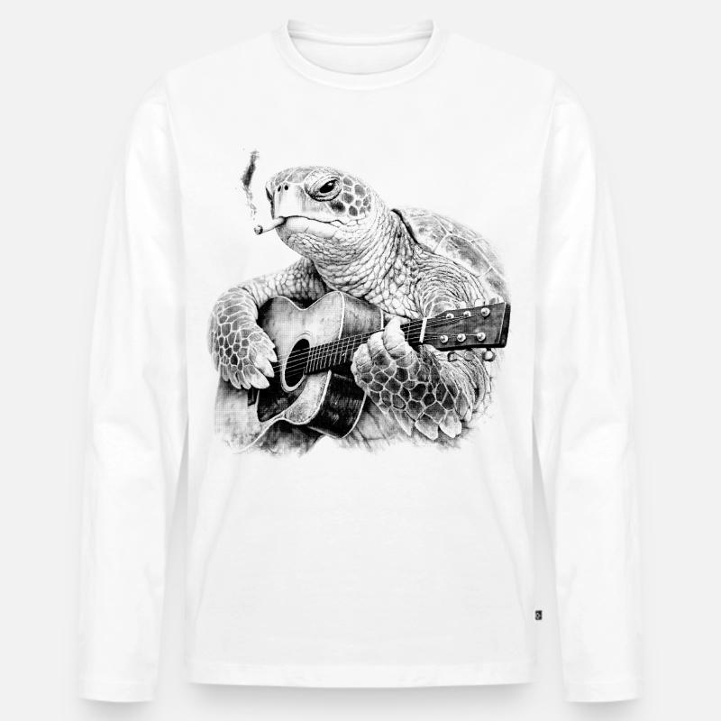 Turtle Blues Gitarrist - Männer Premium Bio Langarmshirt - Weiß