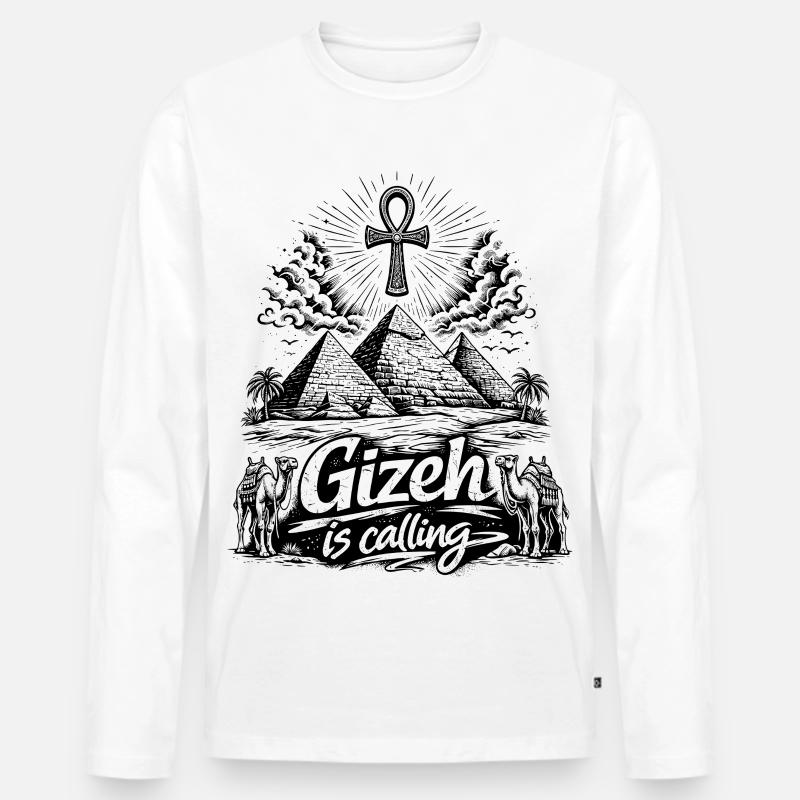 Gizeh is calling Ägypten Pyramiden Reise - Männer Premium Bio Langarmshirt - Weiß