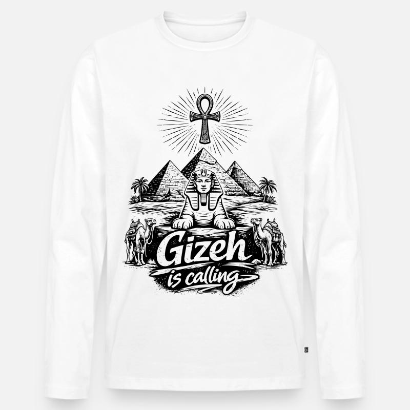 Gizeh is calling Ägypten Pyramiden Reise - Männer Premium Bio Langarmshirt - Weiß