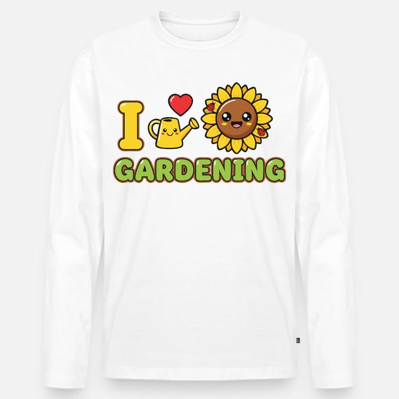 Garten Gärtner Sonnenblume - Männer Premium Bio Langarmshirt - Weiß