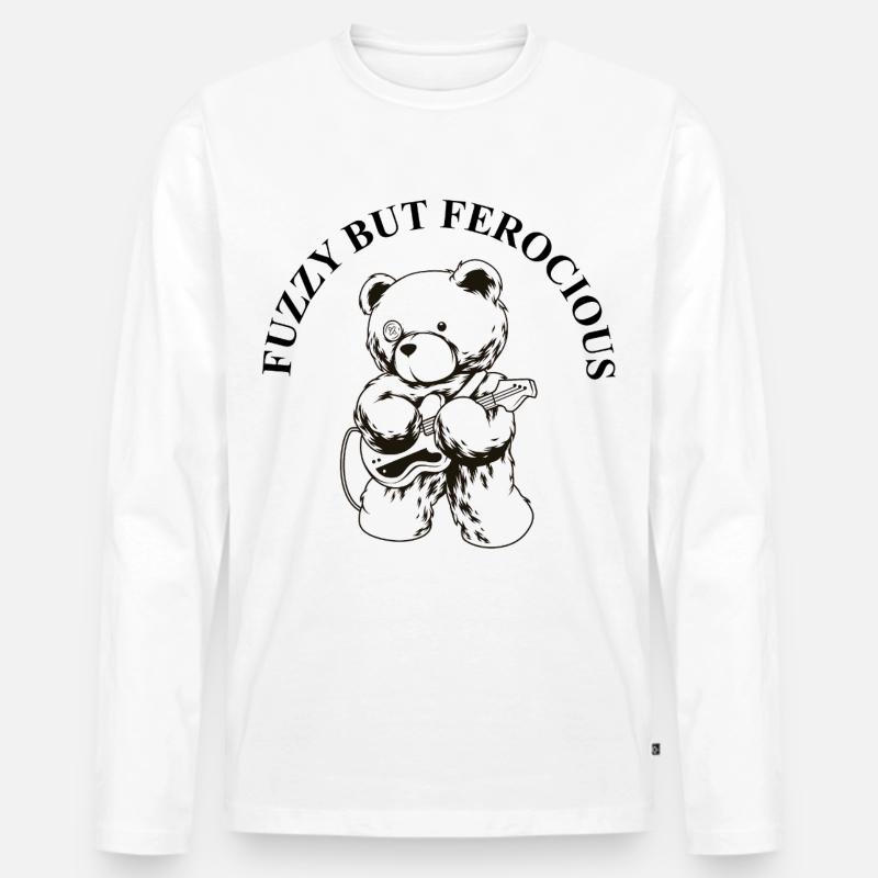 Fuzzy but Ferocious – Bär Rock Spruch - Männer Premium Bio Langarmshirt - Weiß