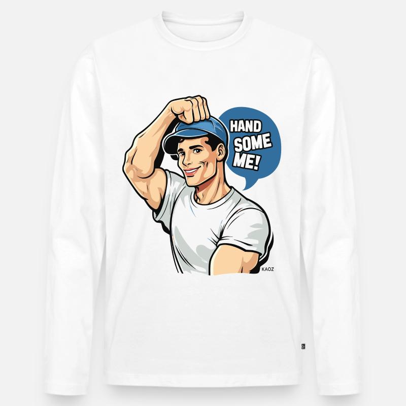 Schöne Ich Retro-Pop-Art - Männer Premium Bio Langarmshirt - Weiß
