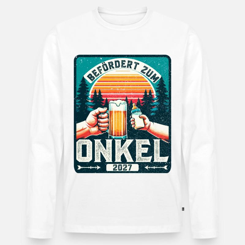 Werdender Onkel Befördert zum Onkel 2027 - Männer Premium Bio Langarmshirt - Weiß