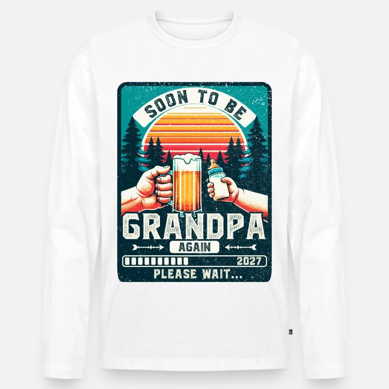 Werdender Opa loading zukünftiger Großvater 2027 - Männer Premium Bio Langarmshirt - Weiß