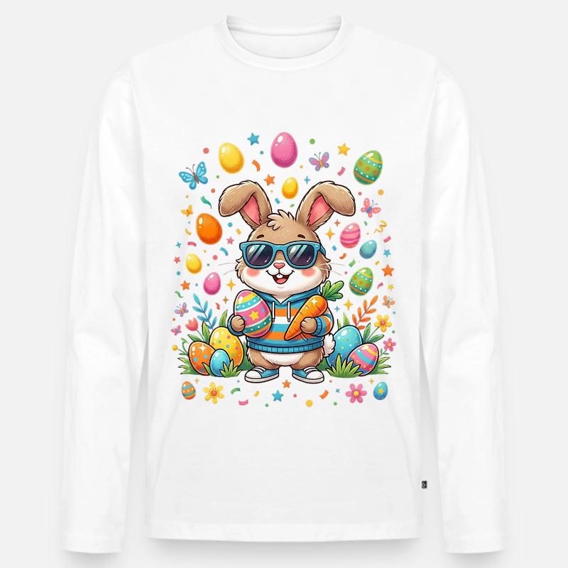 Osterhase Junge Sonnenbrille - Männer Premium Bio Langarmshirt - Weiß