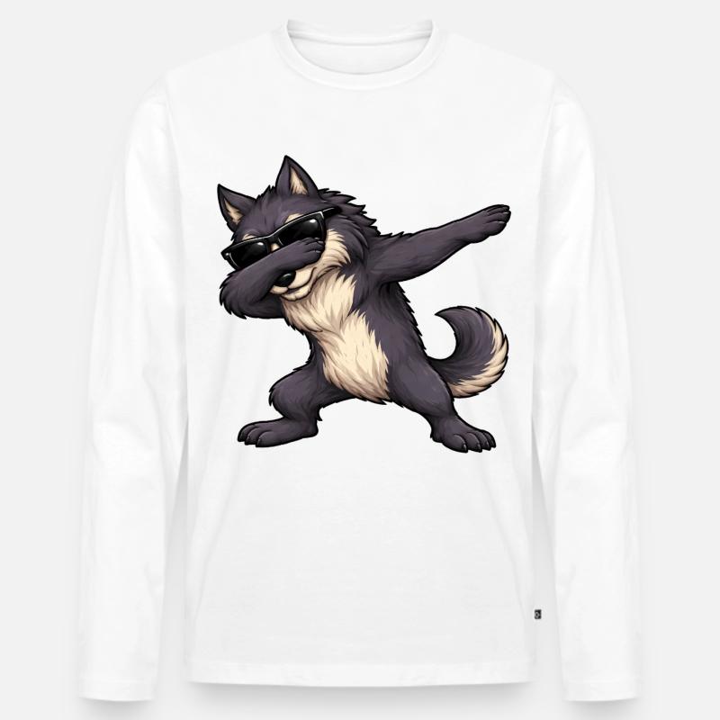 Dabbing Werwolf - Männer Premium Bio Langarmshirt - Weiß