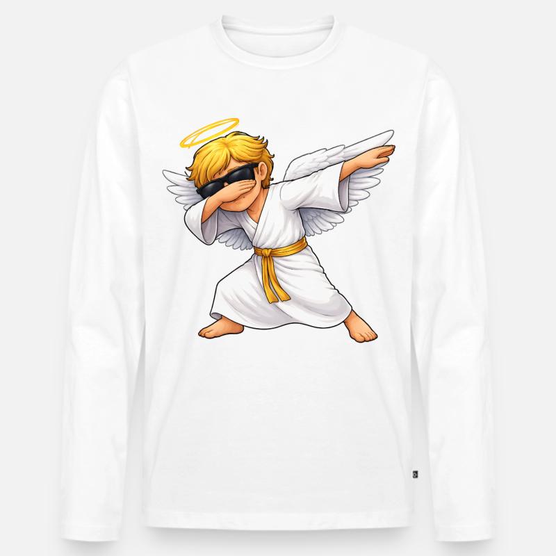 Dabbing Engel - Männer Premium Bio Langarmshirt - Weiß
