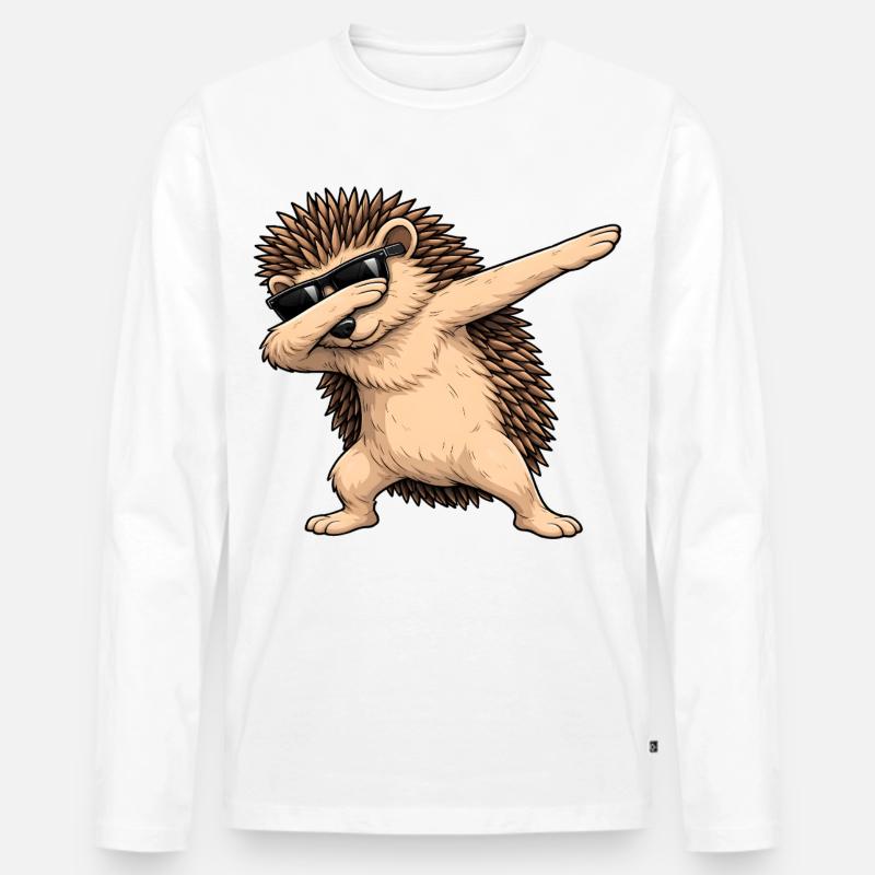 Dabbing Igel - Männer Premium Bio Langarmshirt - Weiß