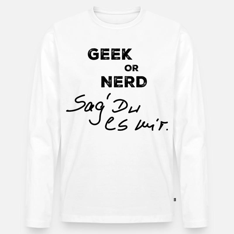 Geek oder Nerd - Männer Premium Bio Langarmshirt - Weiß