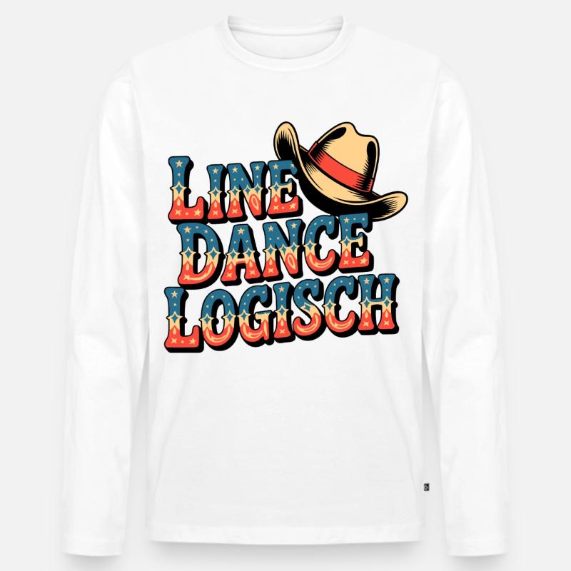 Line Dance Logisch - Männer Premium Bio Langarmshirt - Weiß