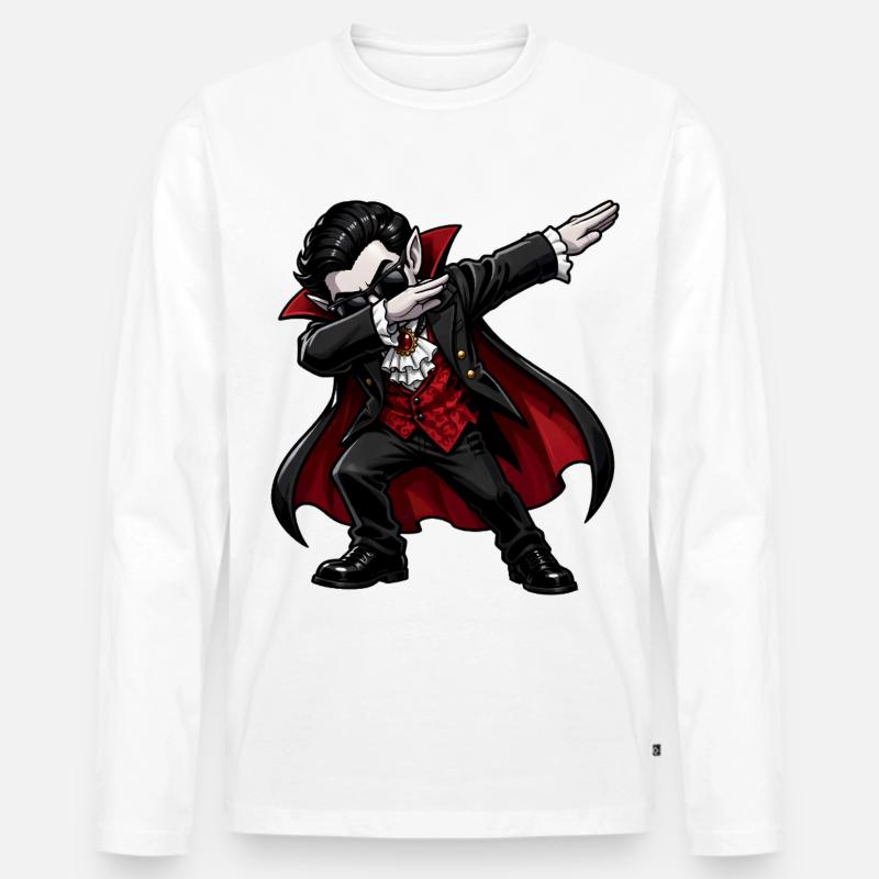 Dabbing Vampir - Männer Premium Bio Langarmshirt - Weiß