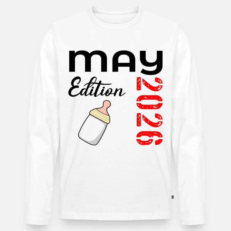 Geburt des Babys Mai 2026 - Männer Premium Bio Langarmshirt - Weiß