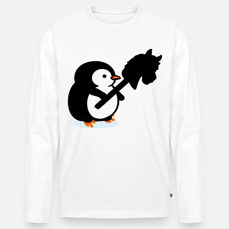 Hobby Horsing Kinder Pinguin - Männer Premium Bio Langarmshirt - Weiß