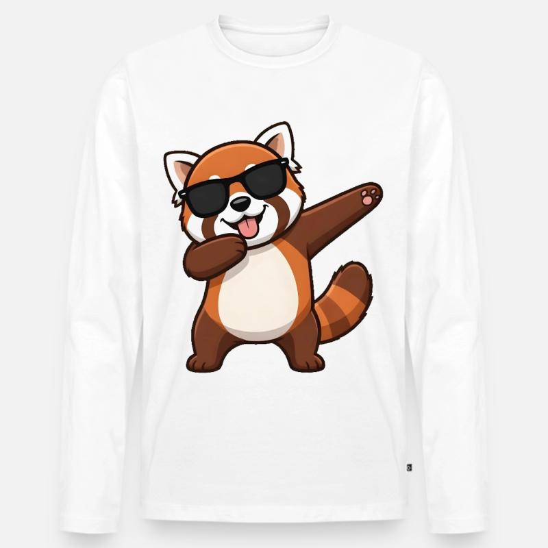 Dabbing Roter Panda - Männer Premium Bio Langarmshirt - Weiß