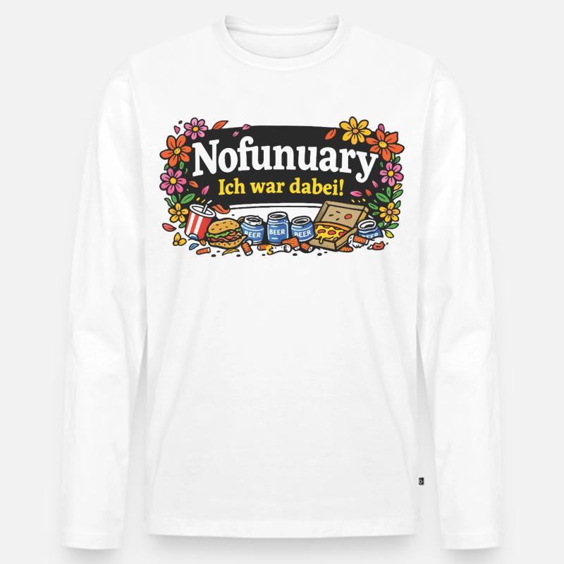 Nofunuary - Männer Premium Bio Langarmshirt - Weiß