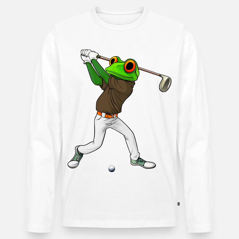 Frösche Golf - Männer Premium Bio Langarmshirt - Weiß