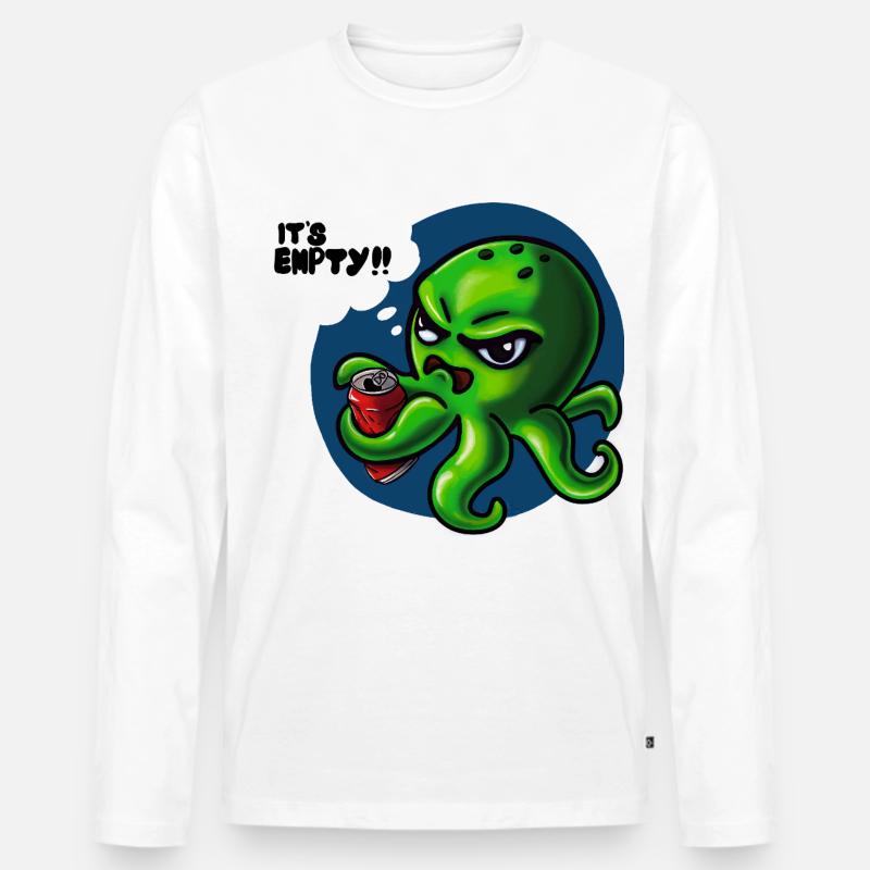 Grumpy Kraken - Männer Premium Bio Langarmshirt - Weiß