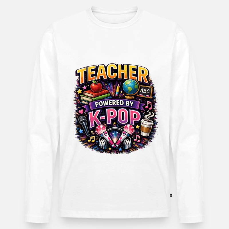 Teacher Powered By K-Pop - Männer Premium Bio Langarmshirt - Weiß