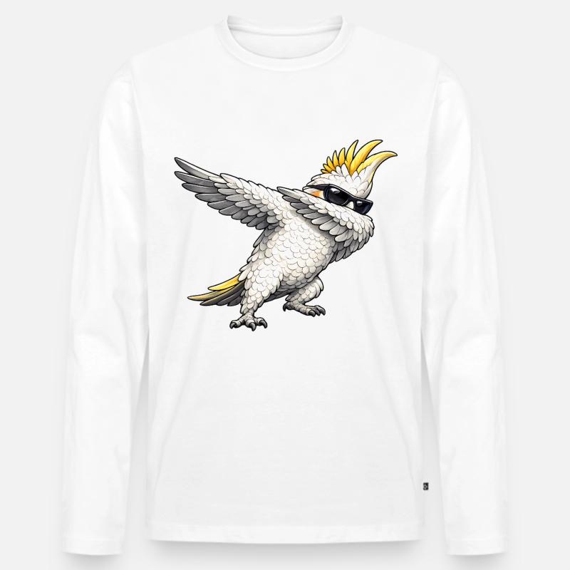 Dabbing Nymphensittich - Männer Premium Bio Langarmshirt - Weiß