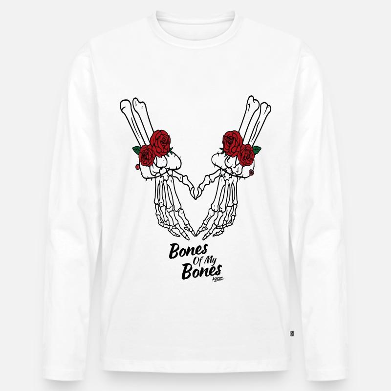 Skelettherz mit Rosen - Männer Premium Bio Langarmshirt - Weiß