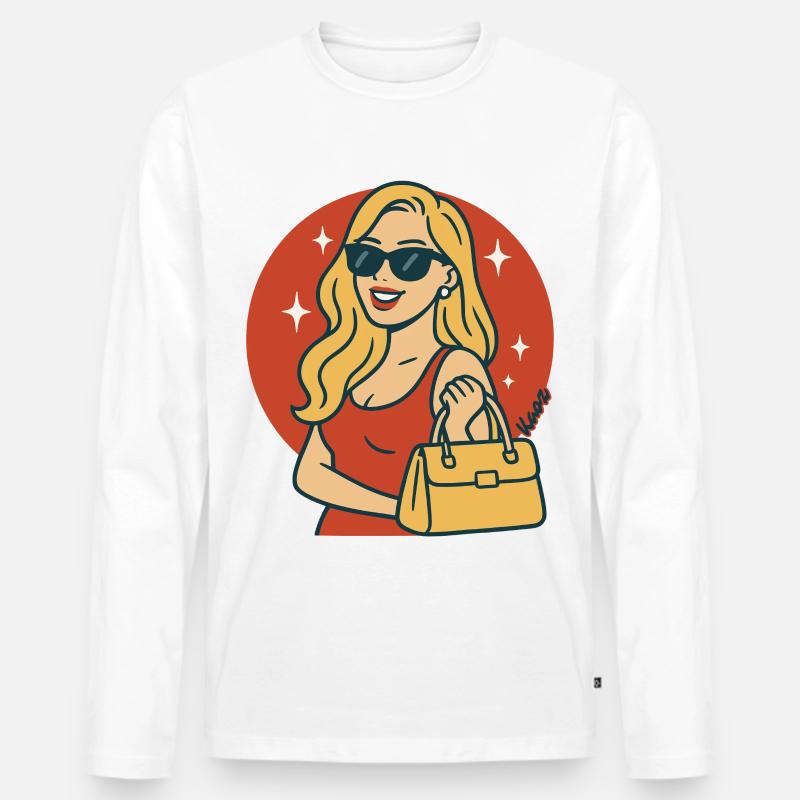 Retro-Glam-Sonnenbrillen-Diva - Männer Premium Bio Langarmshirt - Weiß