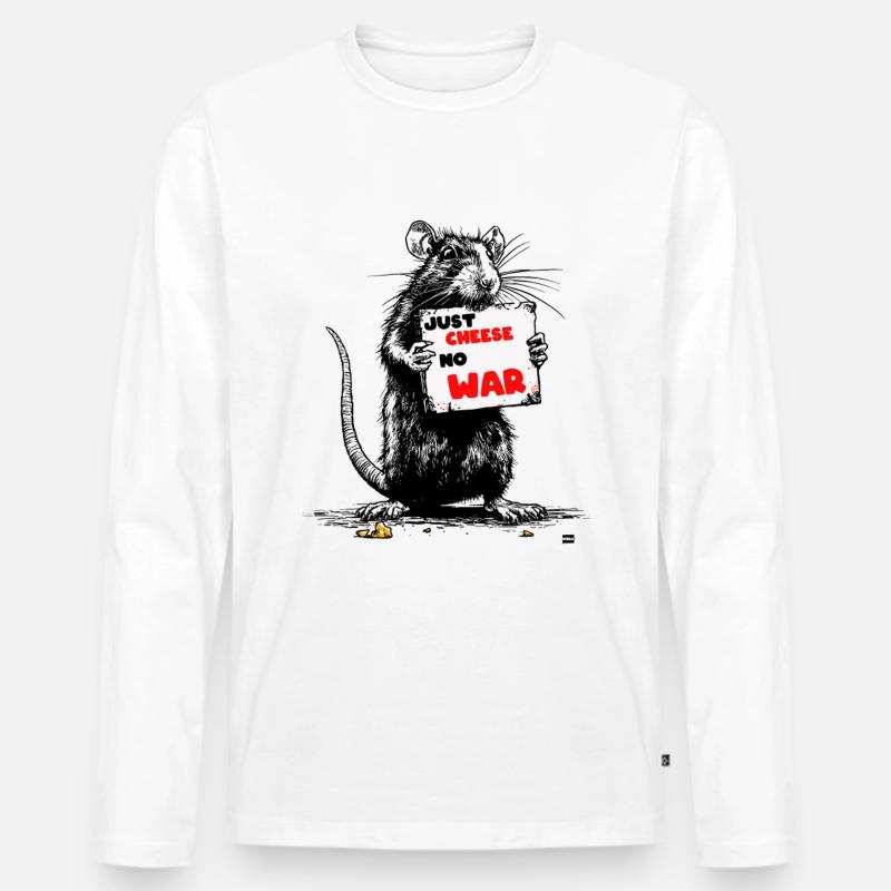 Just Cheese No War Slogan - Männer Premium Bio Langarmshirt - Weiß