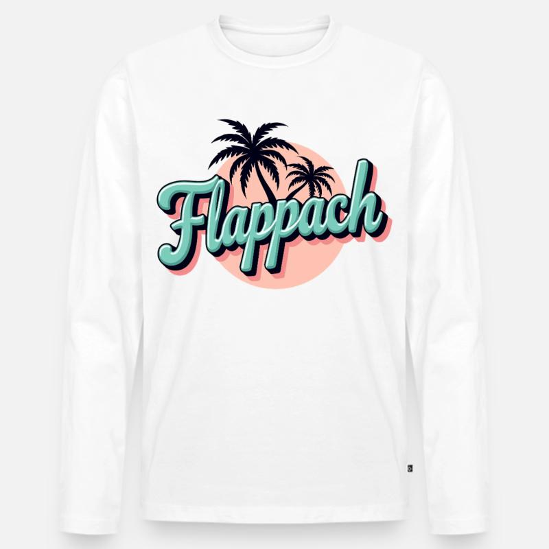 Flappach Palmen Retro Sommer - Männer Premium Bio Langarmshirt - Weiß