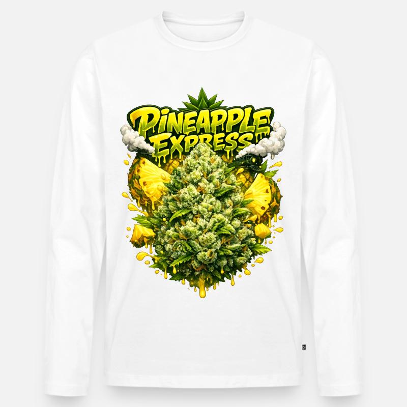 Pineapple Express Tropical Graffiti Print - Männer Premium Bio Langarmshirt - Weiß