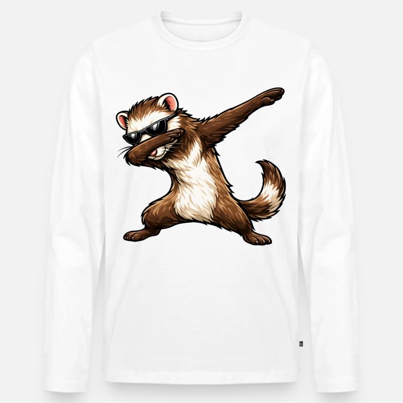 Dabbing Frettchen - Männer Premium Bio Langarmshirt - Weiß