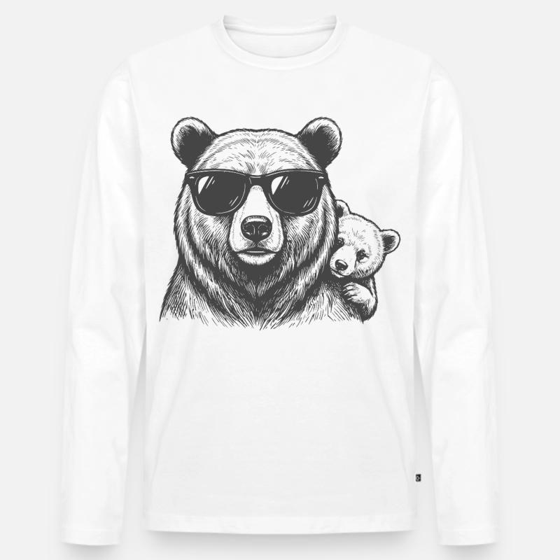 Il papà degli orsi con il bambino - Maglia a manica lunga ecologica premium da uomo - bianco