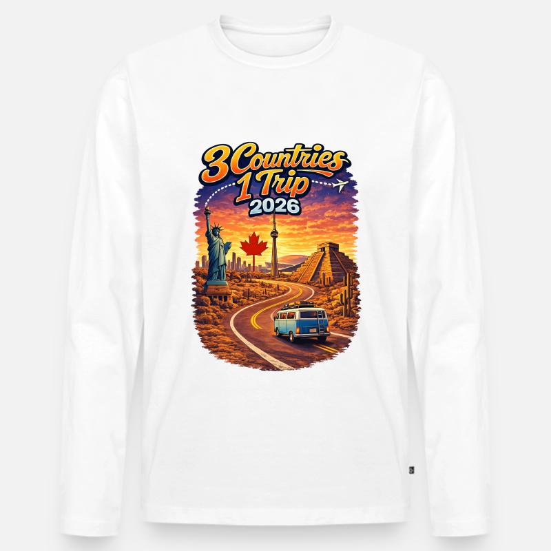 3 Countries 1 Trip 2026 - Männer Premium Bio Langarmshirt - Weiß