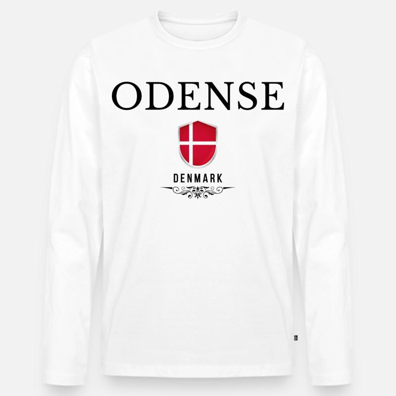 Odense-Souvenir, elegantes Odense-Design - Männer Premium Bio Langarmshirt - Weiß