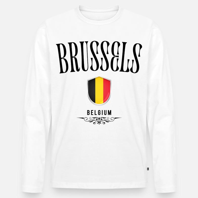 Souvenir Brüssel, elegantes Design Brüssel - Männer Premium Bio Langarmshirt - Weiß