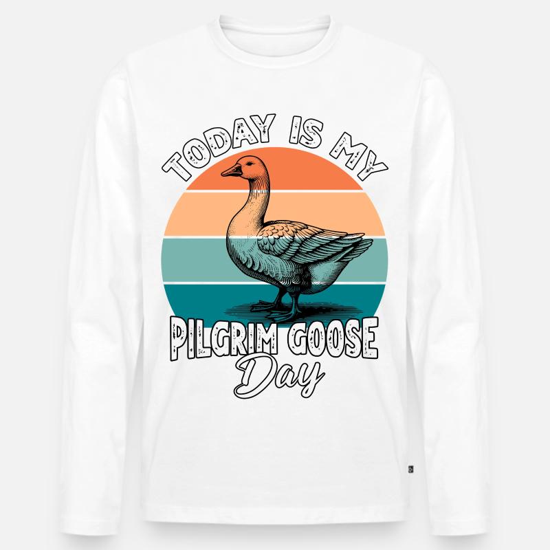 Pilgrim Gans Pilgrim Goose - Männer Premium Bio Langarmshirt - Weiß