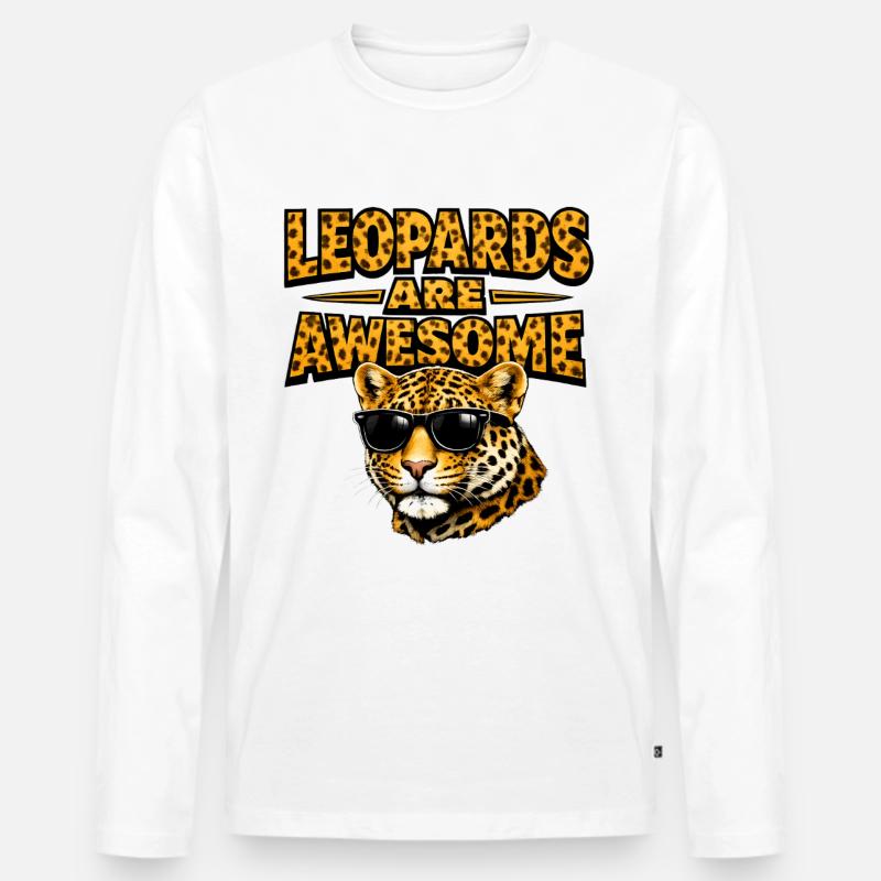 Leopards Are Awesome – Leopard mit Sonnenbrille - Männer Premium Bio Langarmshirt - Weiß