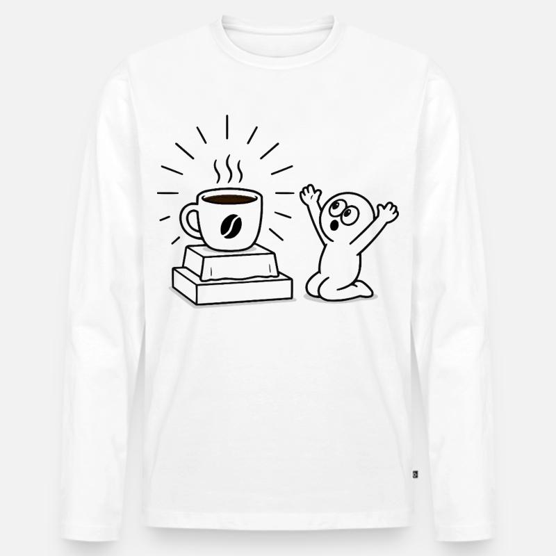 Kaffeebecher Freude Comicdesign - Männer Premium Bio Langarmshirt - Weiß