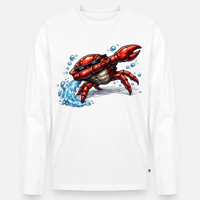Dabbing Krebs - Männer Premium Bio Langarmshirt - Weiß