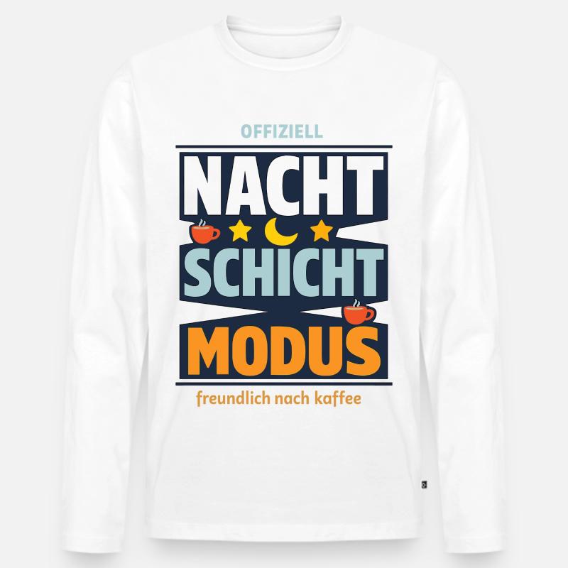 Offiziell Nachtschicht Modus Kaffee Spruch - Männer Premium Bio Langarmshirt - Weiß