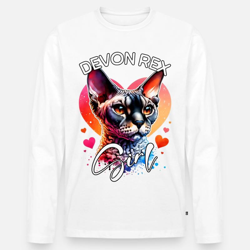 Devon Rex Girl Devon Rex - Men's Premium Organic Long Sleeve Shirt - white