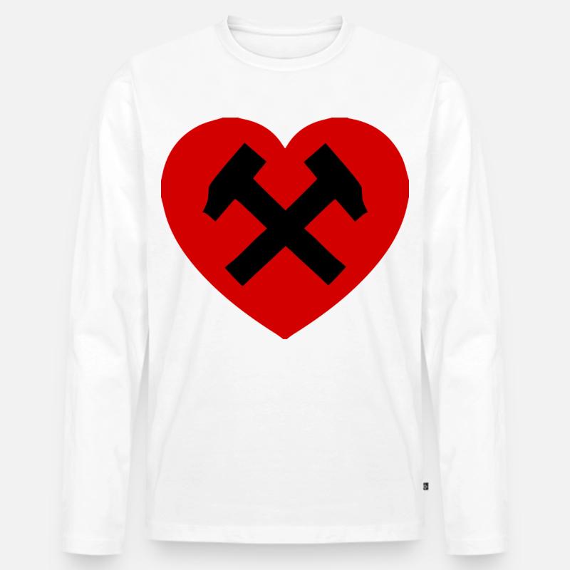 Herz mit Hammer und Sichel - Männer Premium Bio Langarmshirt - Weiß