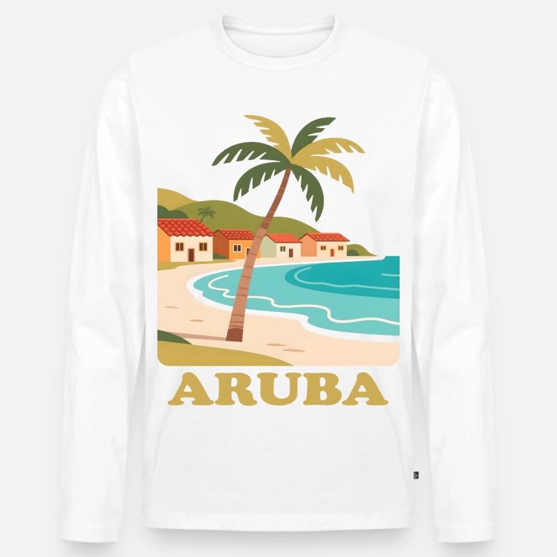 Aruba - Männer Premium Bio Langarmshirt - Weiß