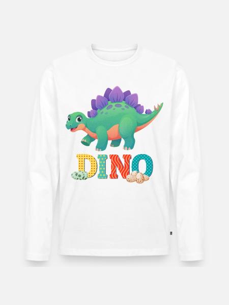 DINO - Men's Premium Organic Long Sleeve Shirt - white