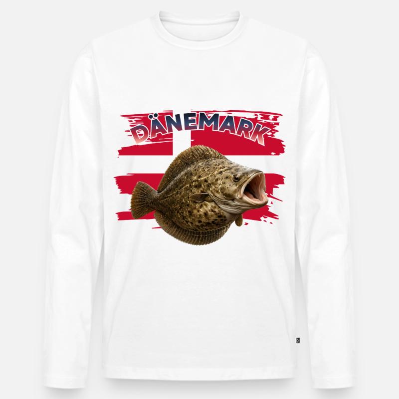 Steinbutt-Angeln Dänemark - Männer Premium Bio Langarmshirt - Weiß
